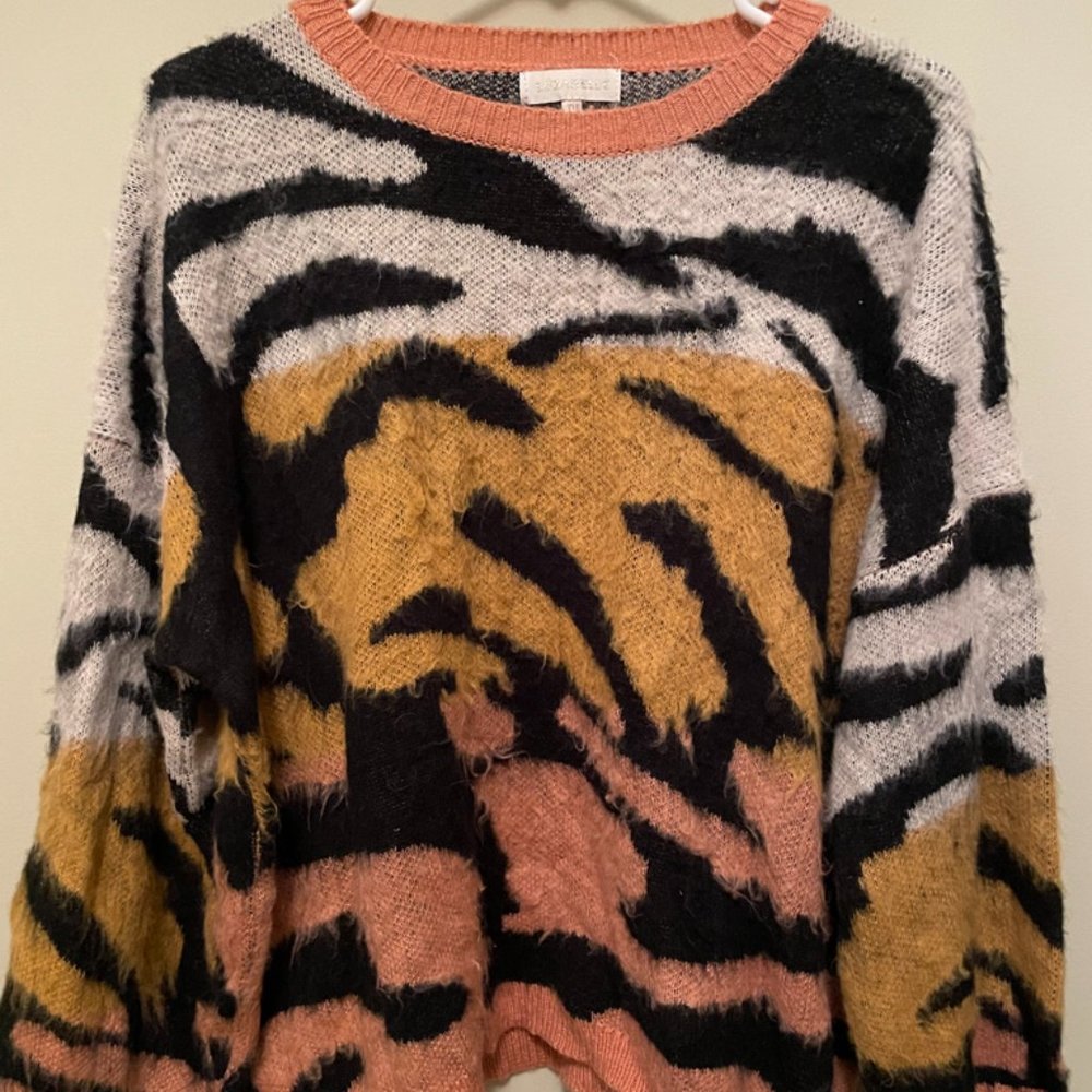 Luzabelle Abstract Animal Print Sweater Small